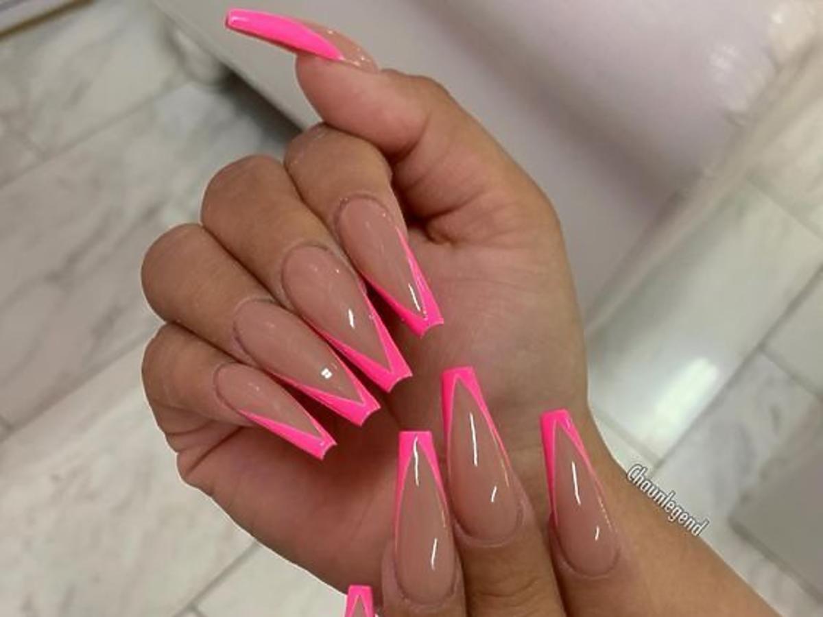 Hot Pink French Tip Nail Designs with Stripes - wide 10