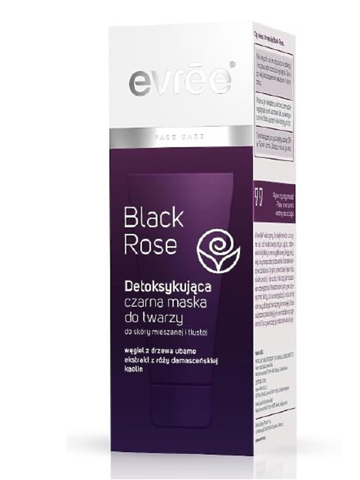 Evree, Black Rose, Detoksykująca czarna maska do twarzy skóra mieszana i tłusta