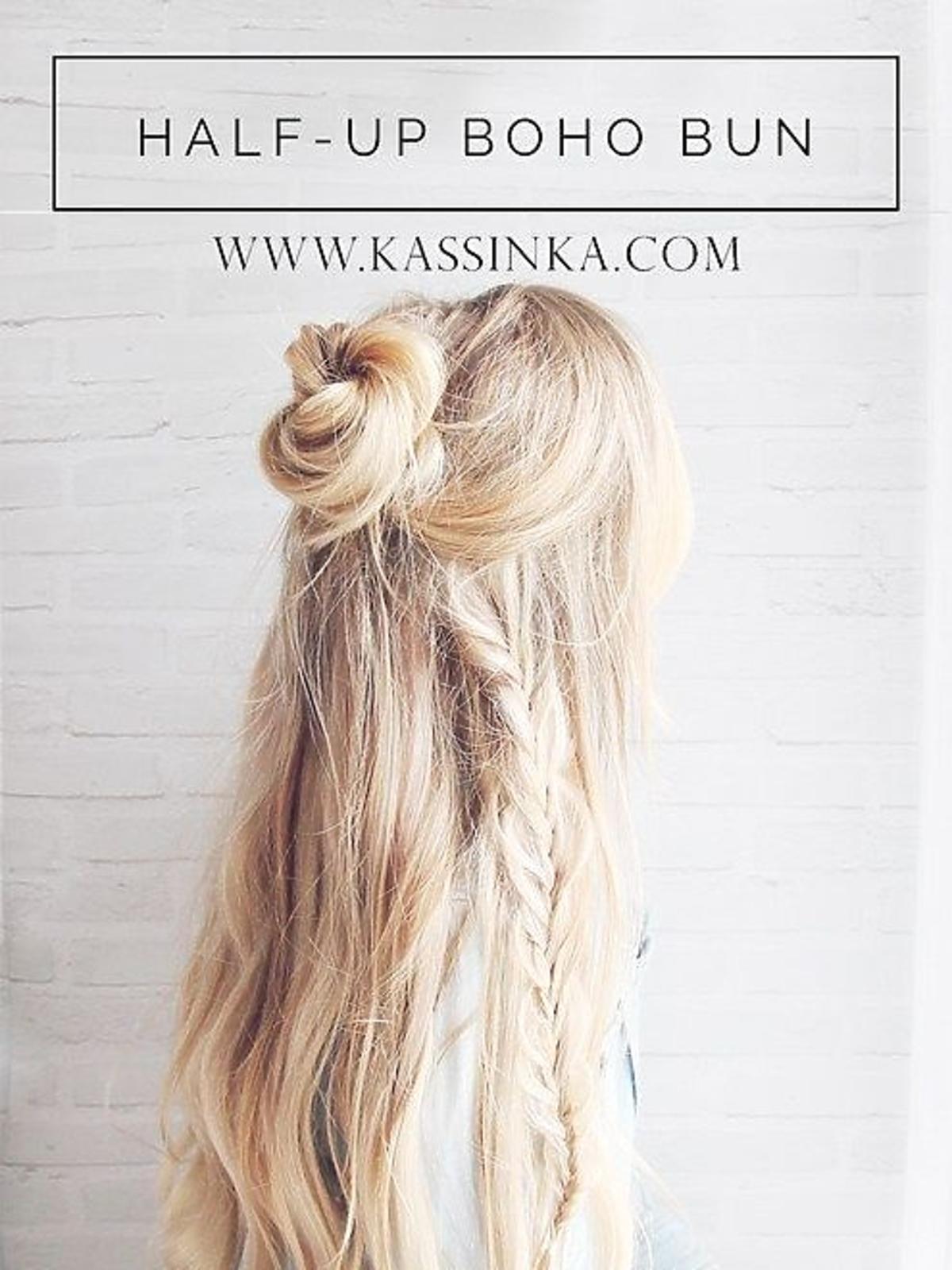 Half-up boho braided bun, czyli pół-kok z warkoczykiem