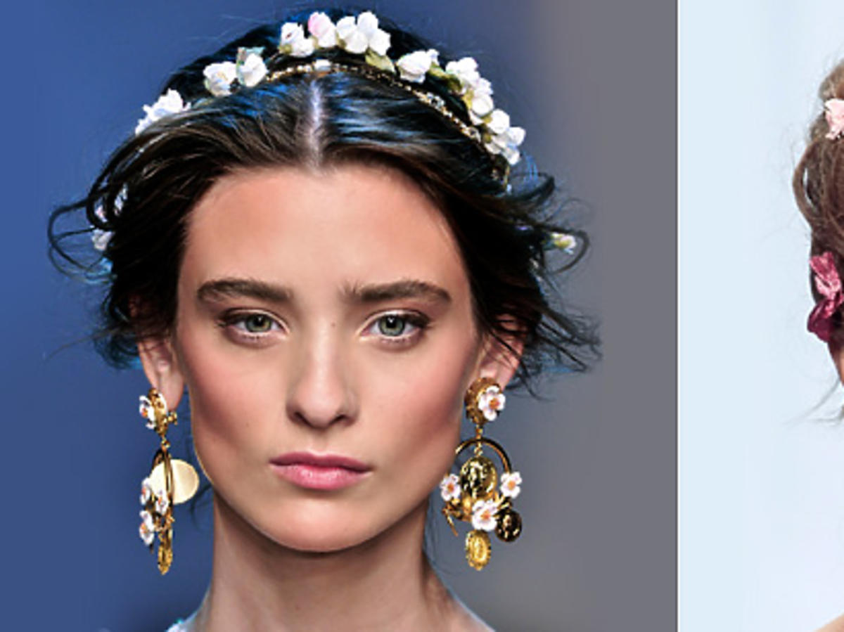 Kwiaty we włosach na wiosnę 2014, Dolce&Gabbana, Zac Posen