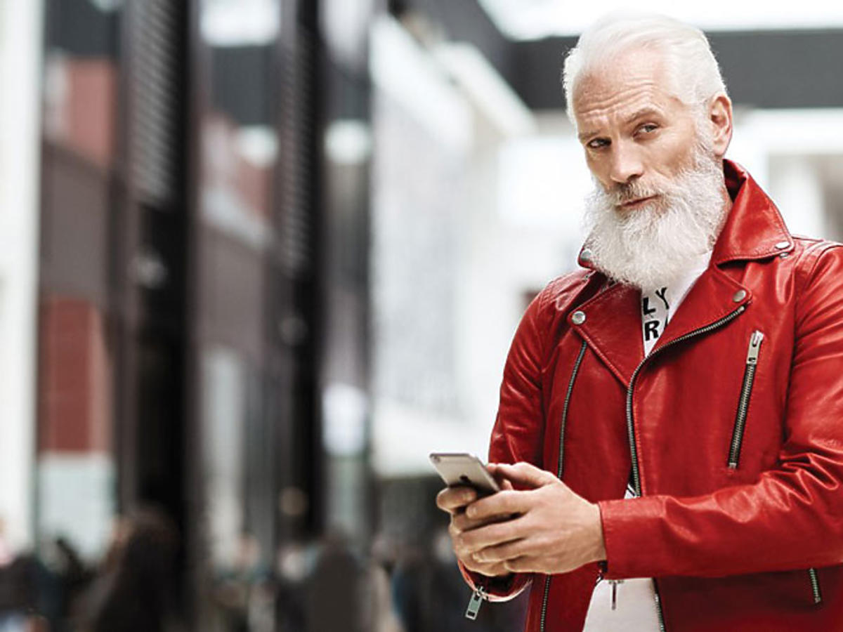 Fashion Santa w czerwonej kurtce Diesel