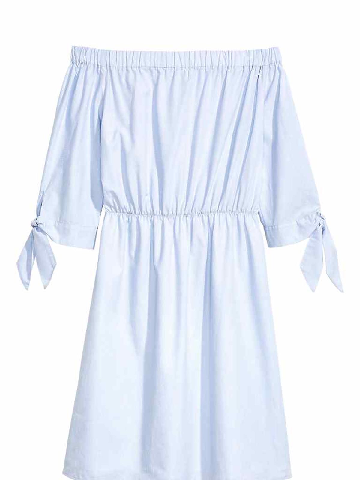 Biała sukienka z odkrytymi ramionami - H&M - 129 zł