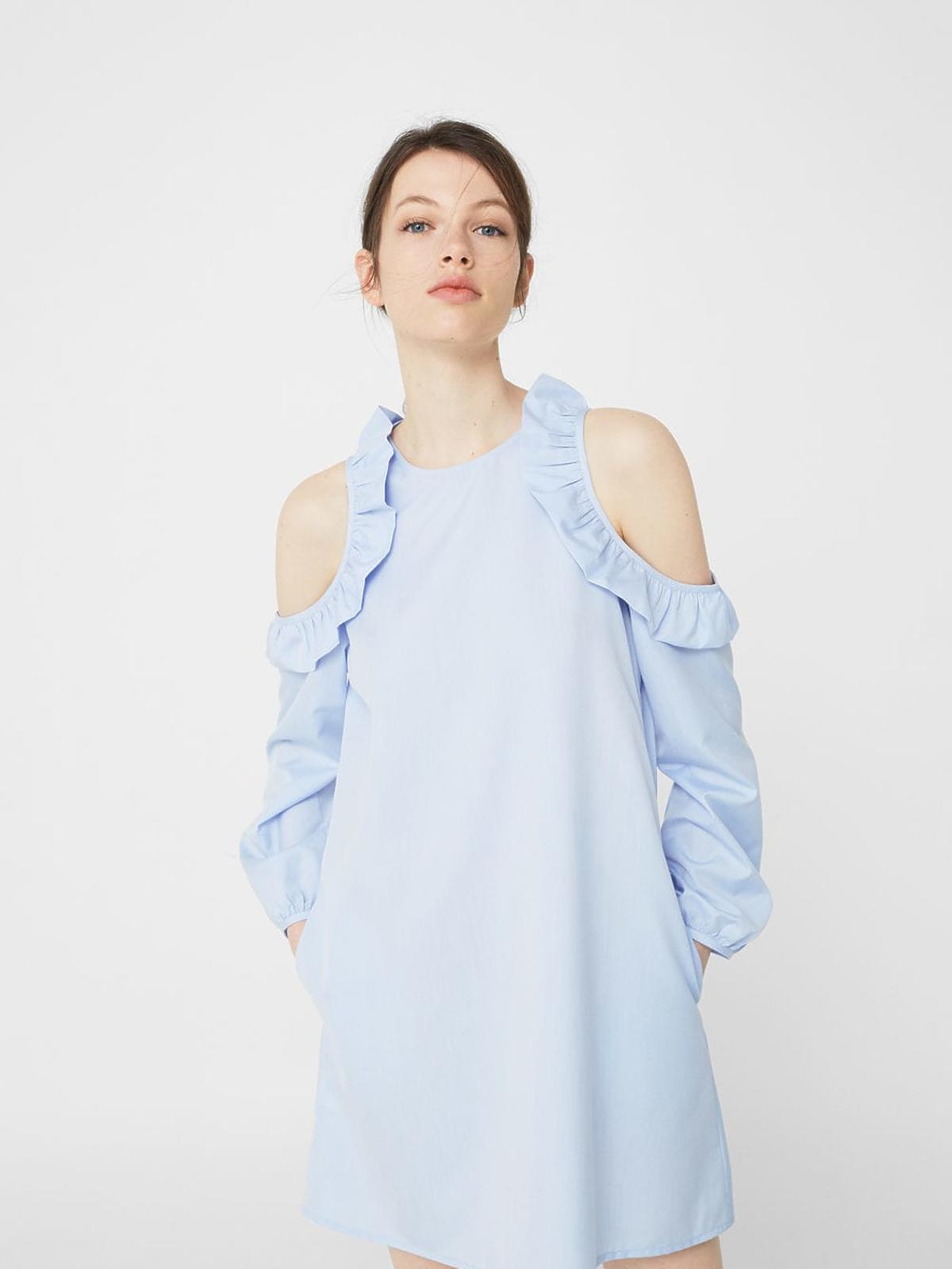 Niebieska sukienka z wycięciami na ramiona - Mango - 119 zł