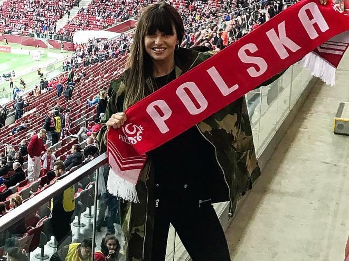 Anna Lewandowska kurtka mecz Polska-Łotwa