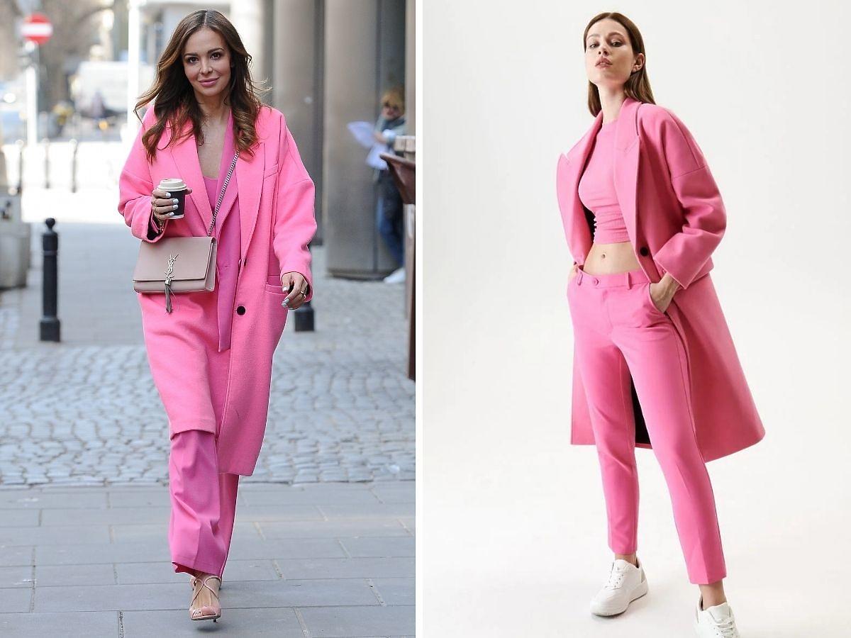 Anna Wendzikowska nosi różowy płaszcz na wiosnę