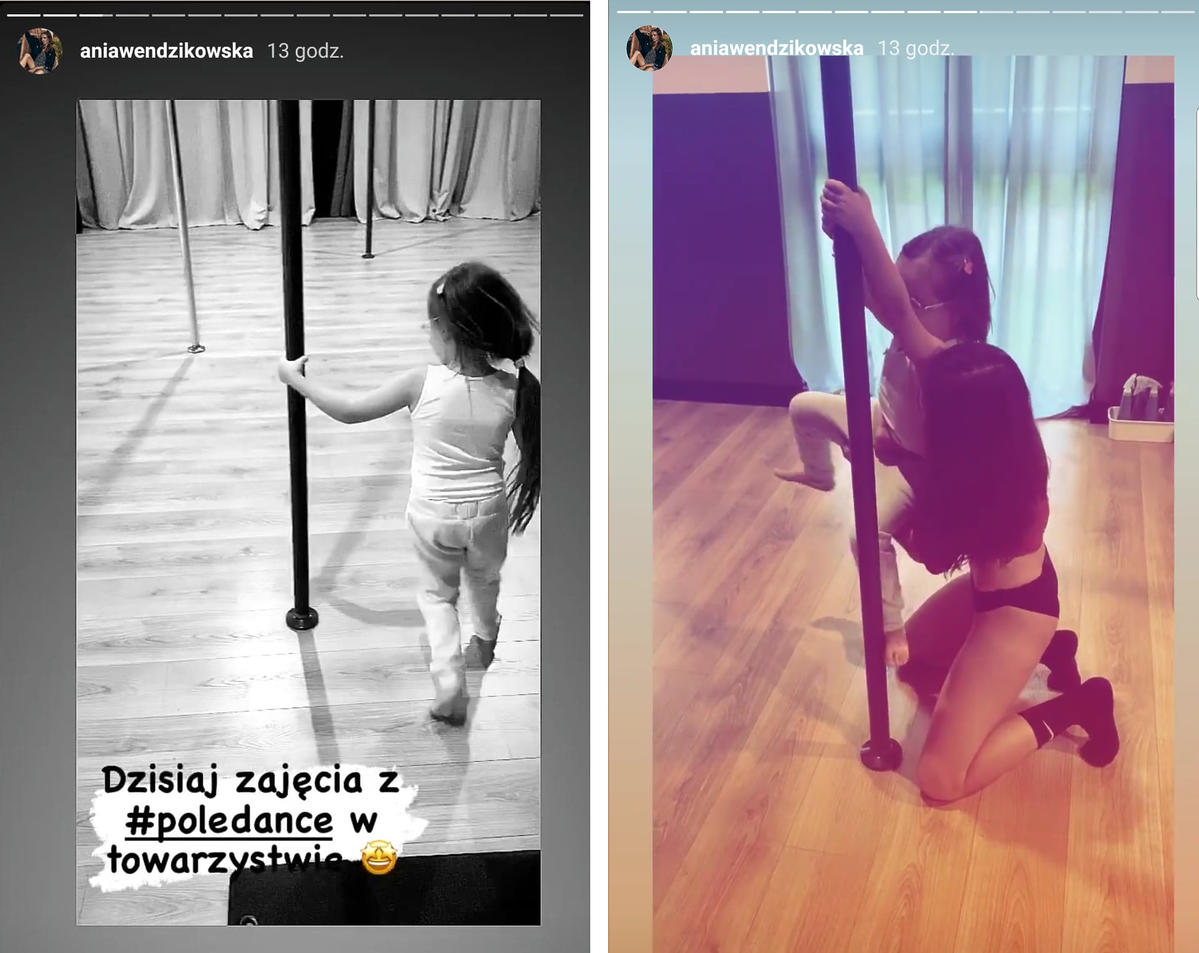 Anna Wendzikowska tańczy z 5-letnią córką na rurze