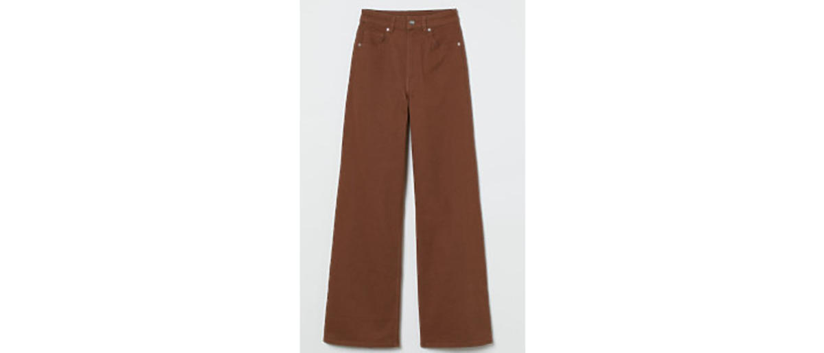 brązowe szerokie spodnie H&M