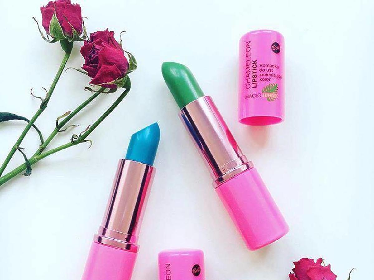 chameleon lipstick bell szminka zmieniająca kolor niebieska zielona