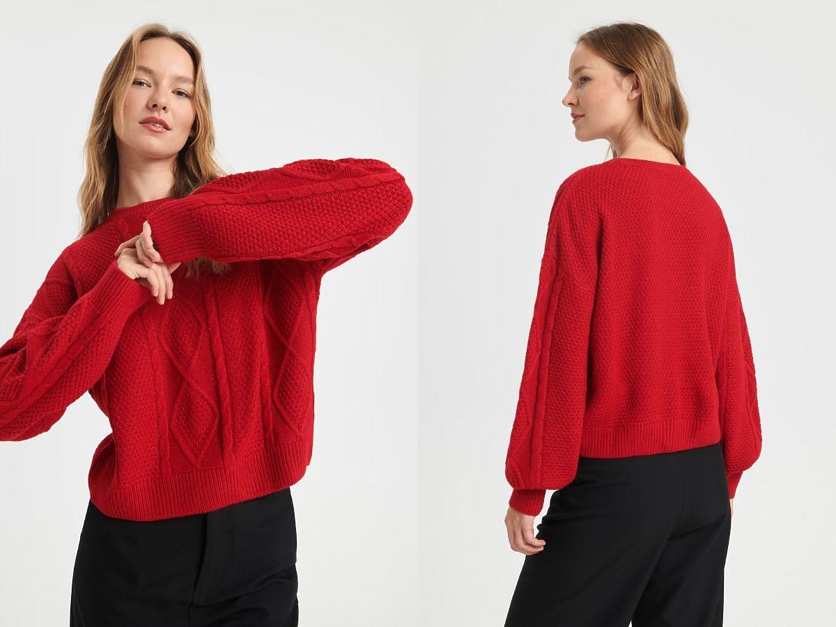 czerwony sweter na zimę Sinsay