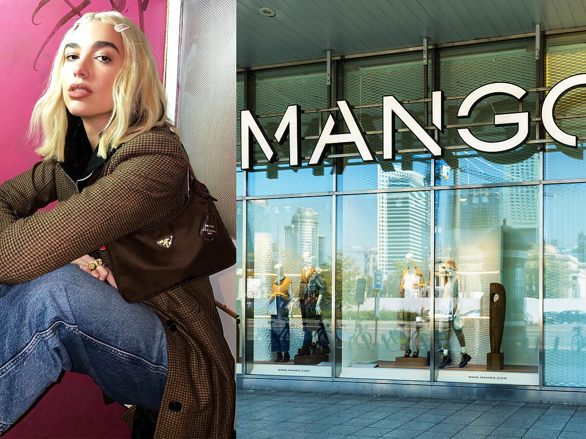 Dua Lipa z torebką Nylon Bag od Prady, sklep Mango