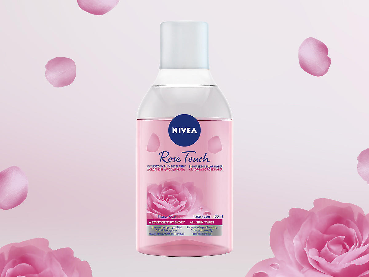 Dwufazowy płyn micelarny NIVEA Rose Touch z organiczną wodą różaną 