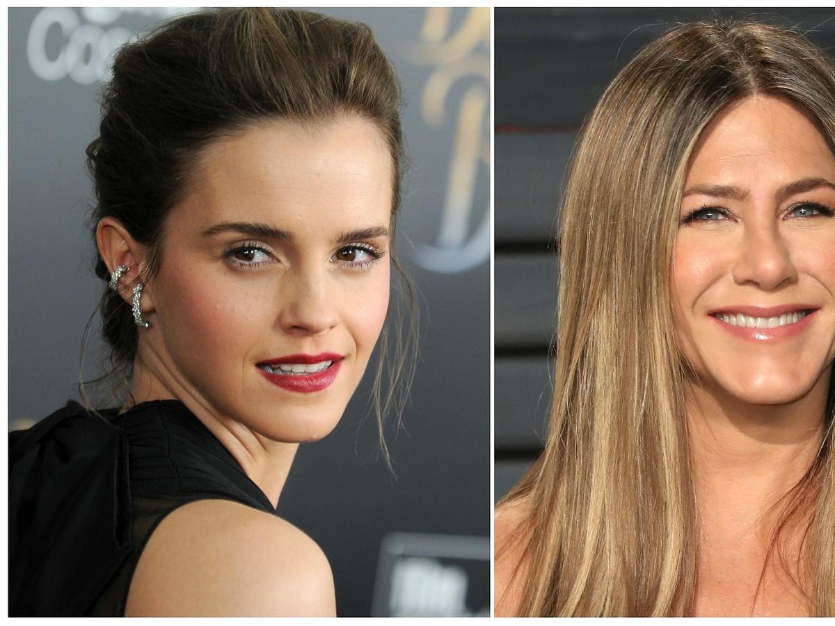Emma Watson i Jennifer Aniston zestawienie dwóch zdjęć portretowych