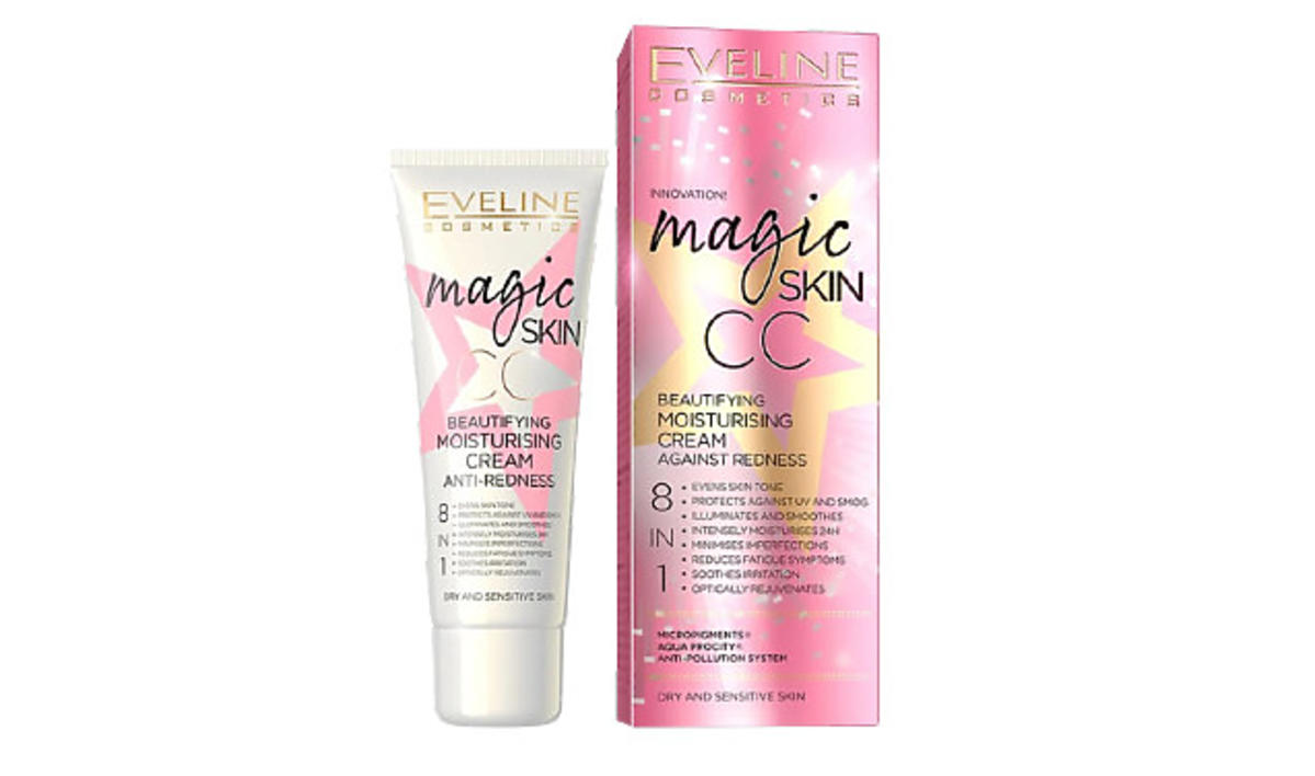 Eveline, Magic Skin CC, Upiększający krem nawilżający na zaczerwienienia 8 w 1