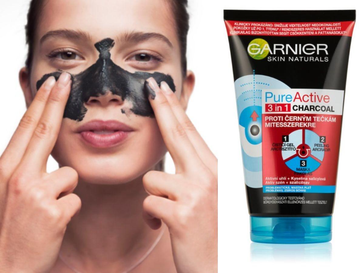 Garnier Pure Active czarna maseczka do twarzy przeciw zaskórnikom i trądzikowi z węglem aktywnym 3w1