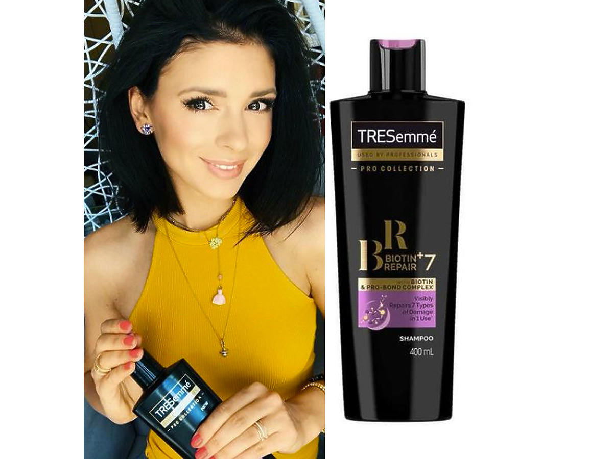 Halejcio używa szamponu TRESEMME BIOTIN+ REPAIR 7