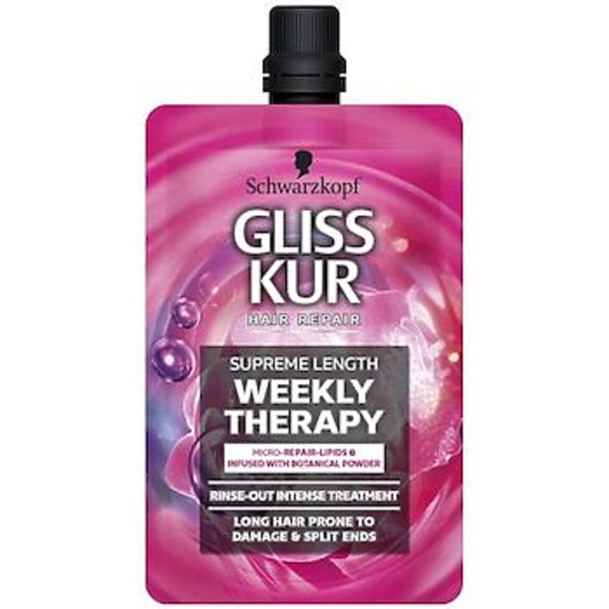 Intensywna odżywka Schwarzkopf Gliss Kur z regeneracyjnymi mikrolipidami i pudrem roślinnym.