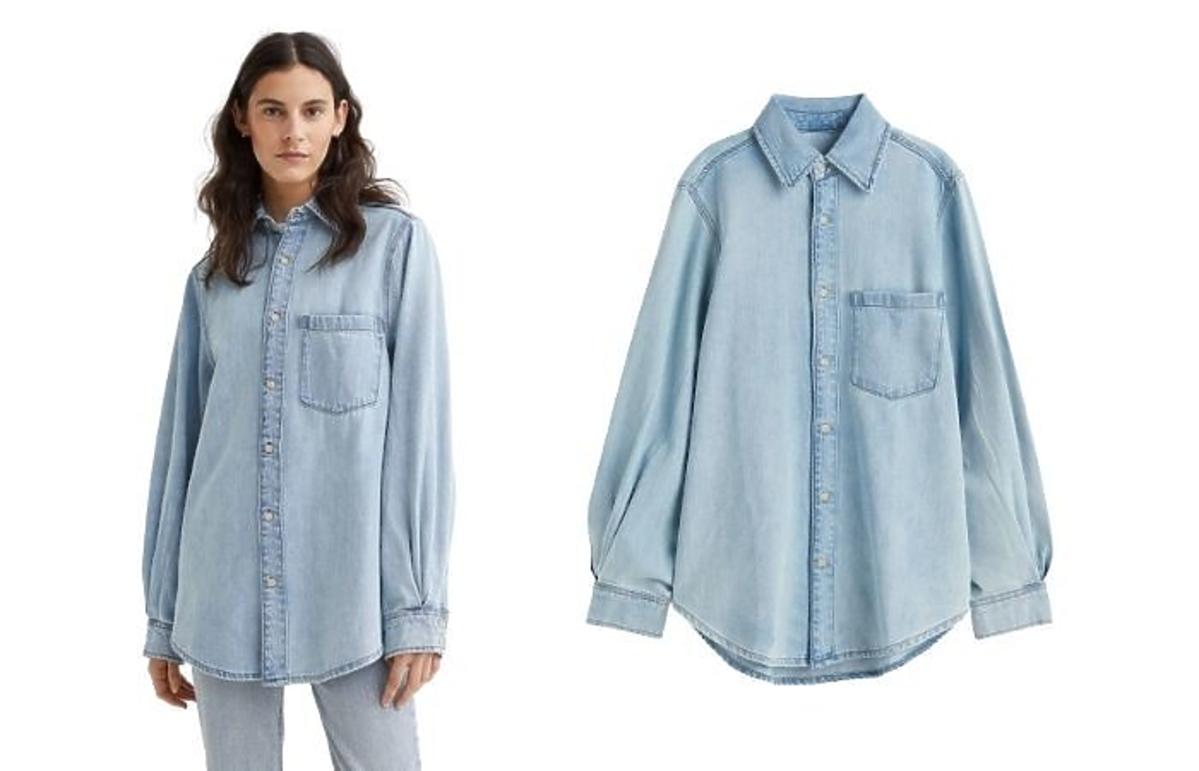 jeansowa koszula oversize w stylu Lewandowskiej z H&M