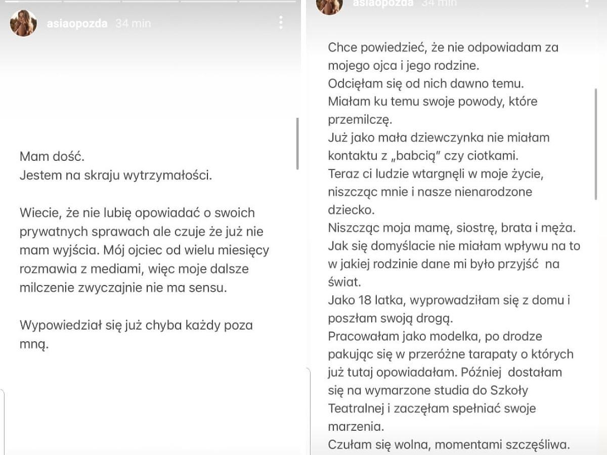 Joanna Opozda komentuje rodzinną awanturę