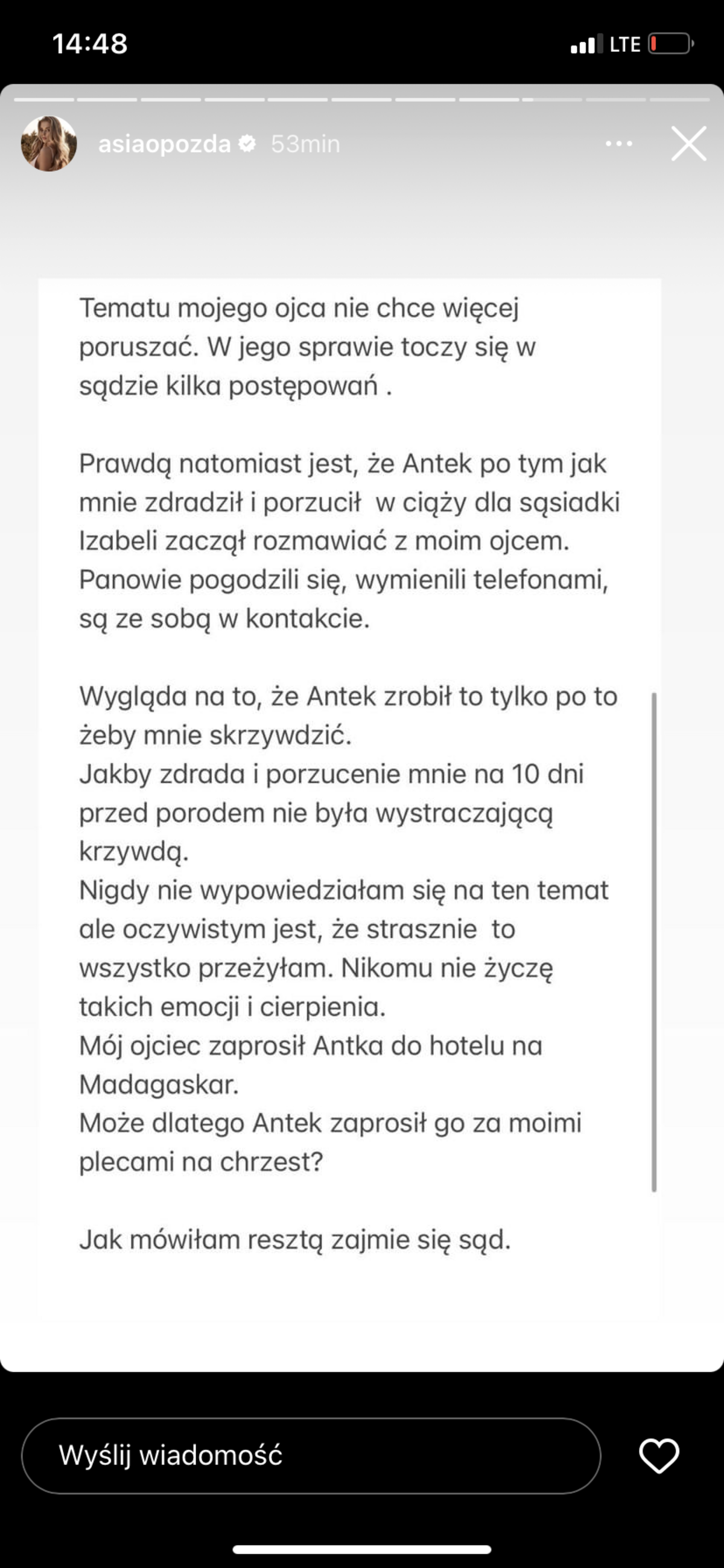 Joanna Opozda zabrała głos w sprawie zdrady Anotnioego Królikowskiego