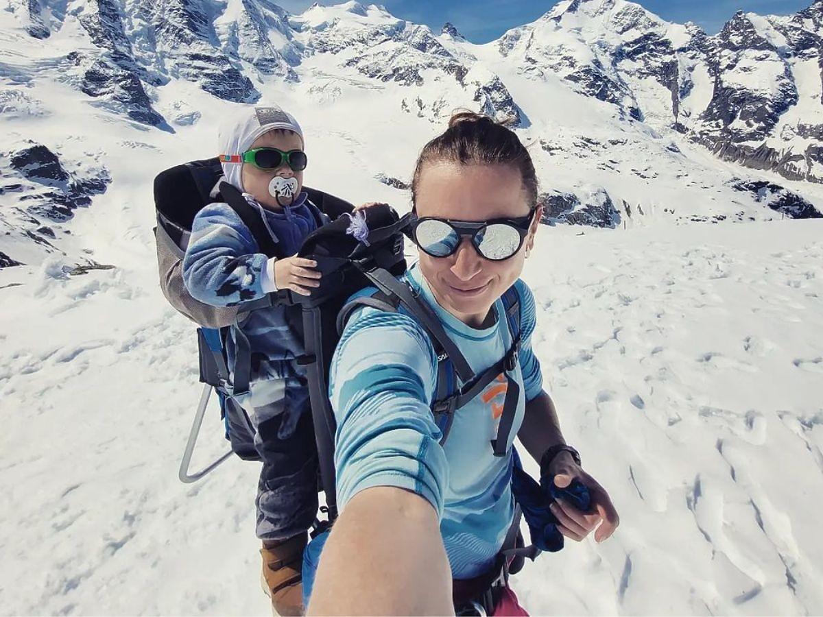 Justyna Kowalczyk w górach z synem
