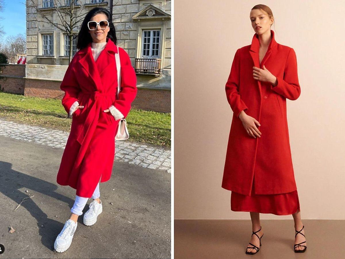 Katarzyna Cichopek nosi czerwony płaszcz na wiosnę