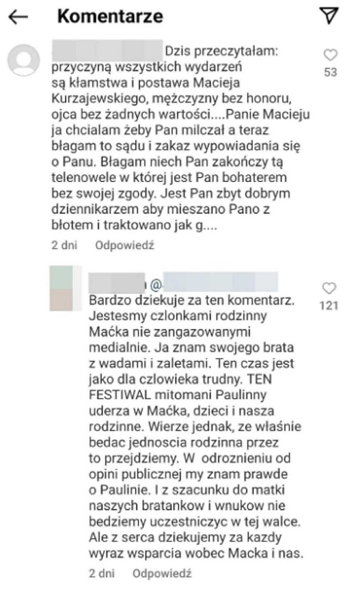 Komentarz pod postem Macieja Kurzajewskiego