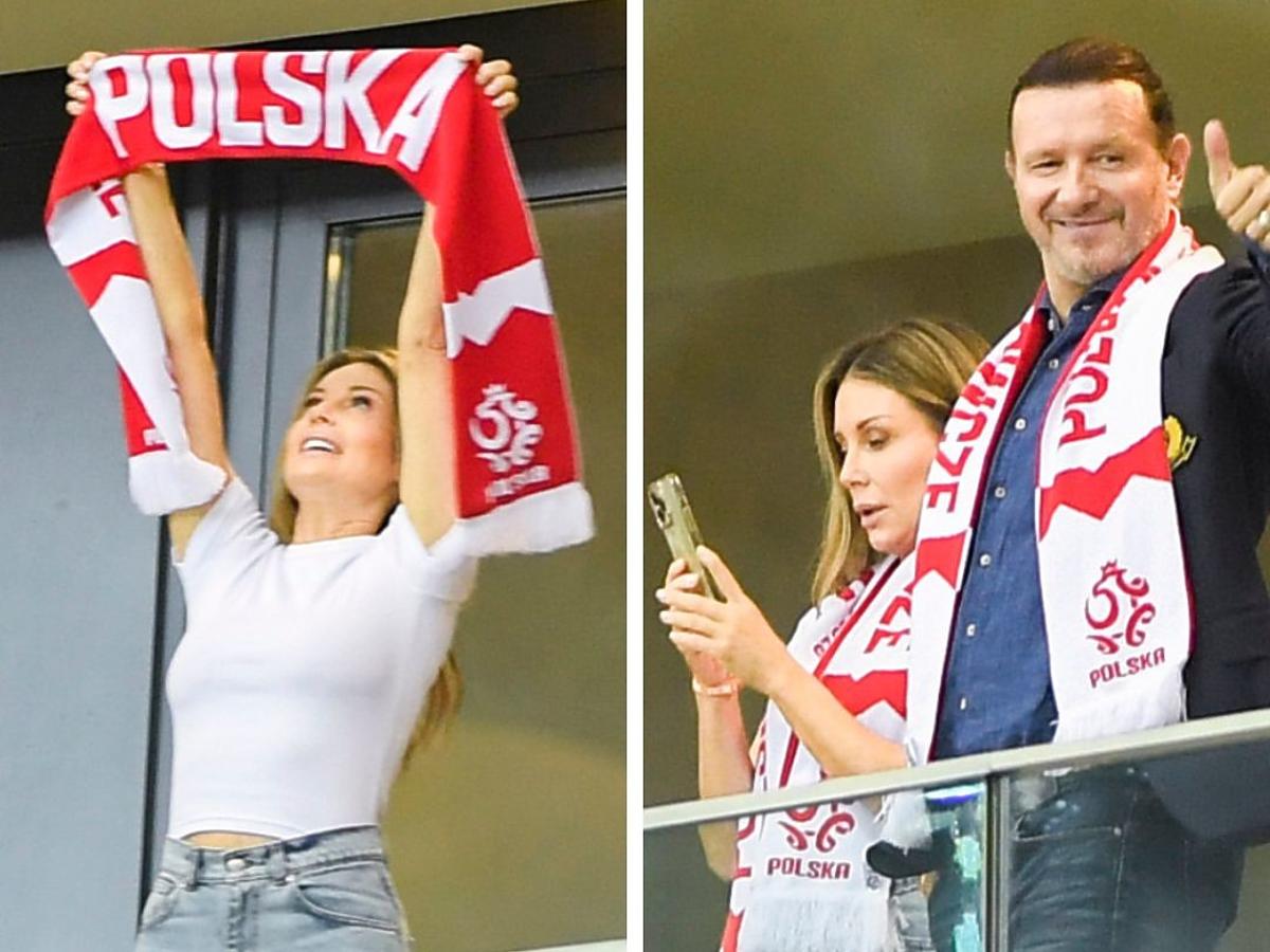 Małgorzata Rozenek i Radosław Majdan na stadionie