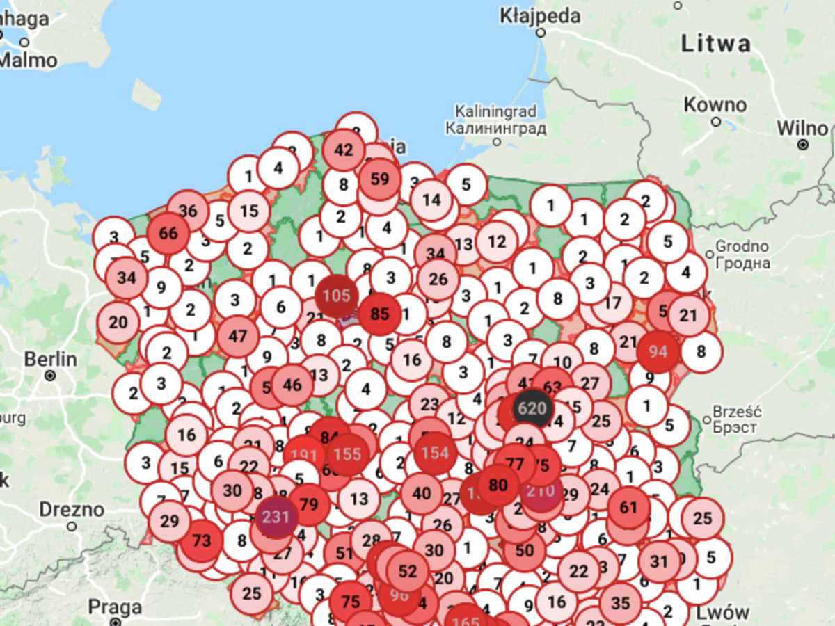 Mapa koronawirusa w Polsce