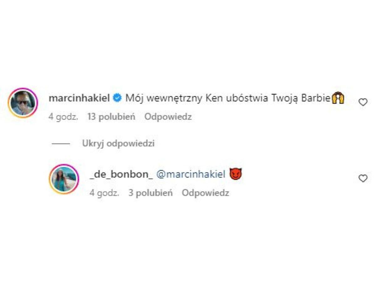 Marcin Hakiel napisał komentarz pod postem partnerki