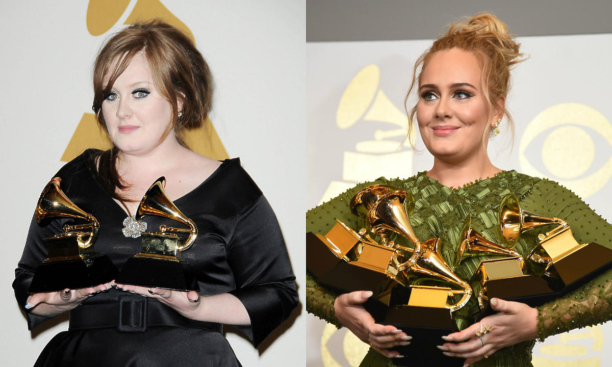 Metamorfoza Adele w odchudzaniu, wokalistka w 2009 roku i w 2017 roku
