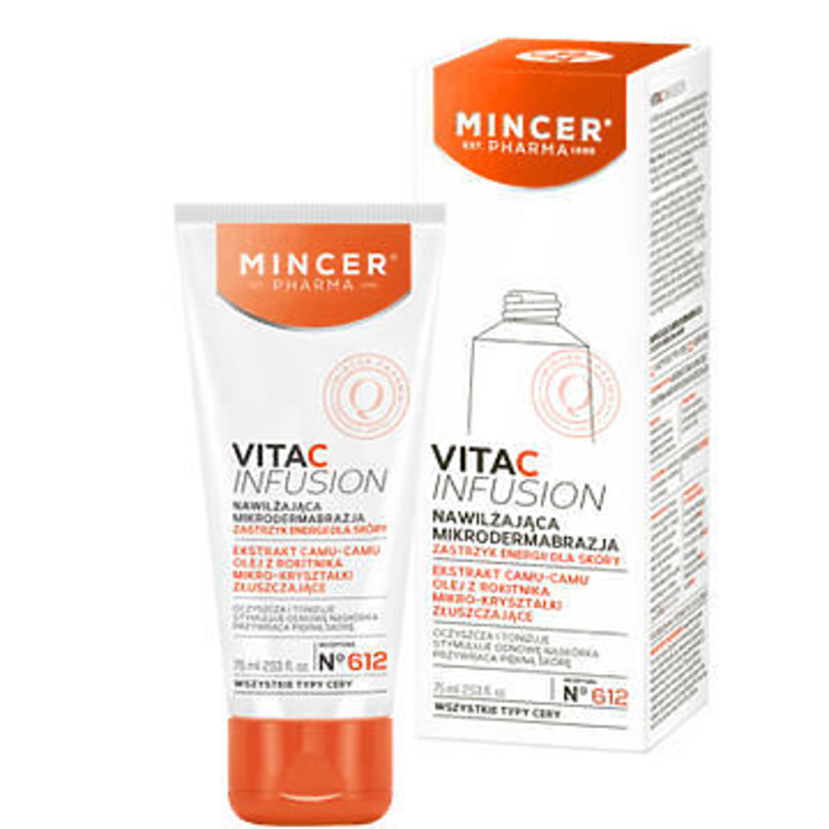 Mincer Pharma, Vita C lnfusion, Nawilżająca mikrodermabrazja do wszystkich typów cery Nr 612