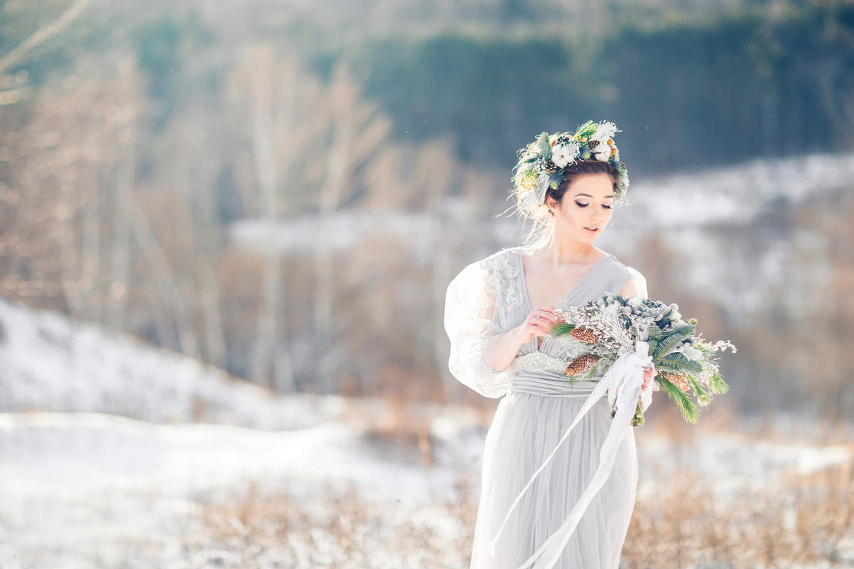 невеста в зимнем стиле