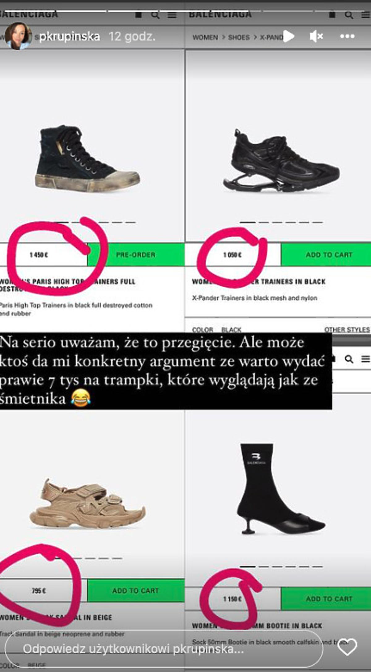Paulina Krupińska komentuje drogie kolekcje butów