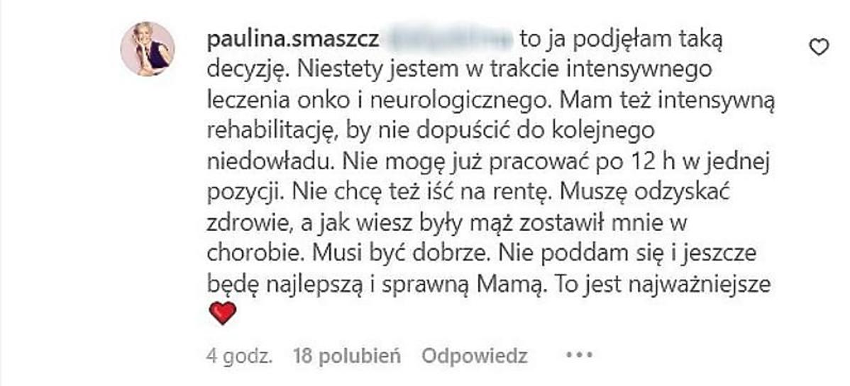 Paulina Smaszcz o chorobie