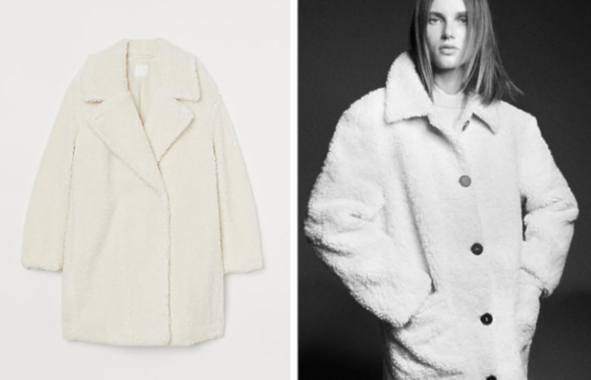 pluszowy płaszcz H&M, Zara