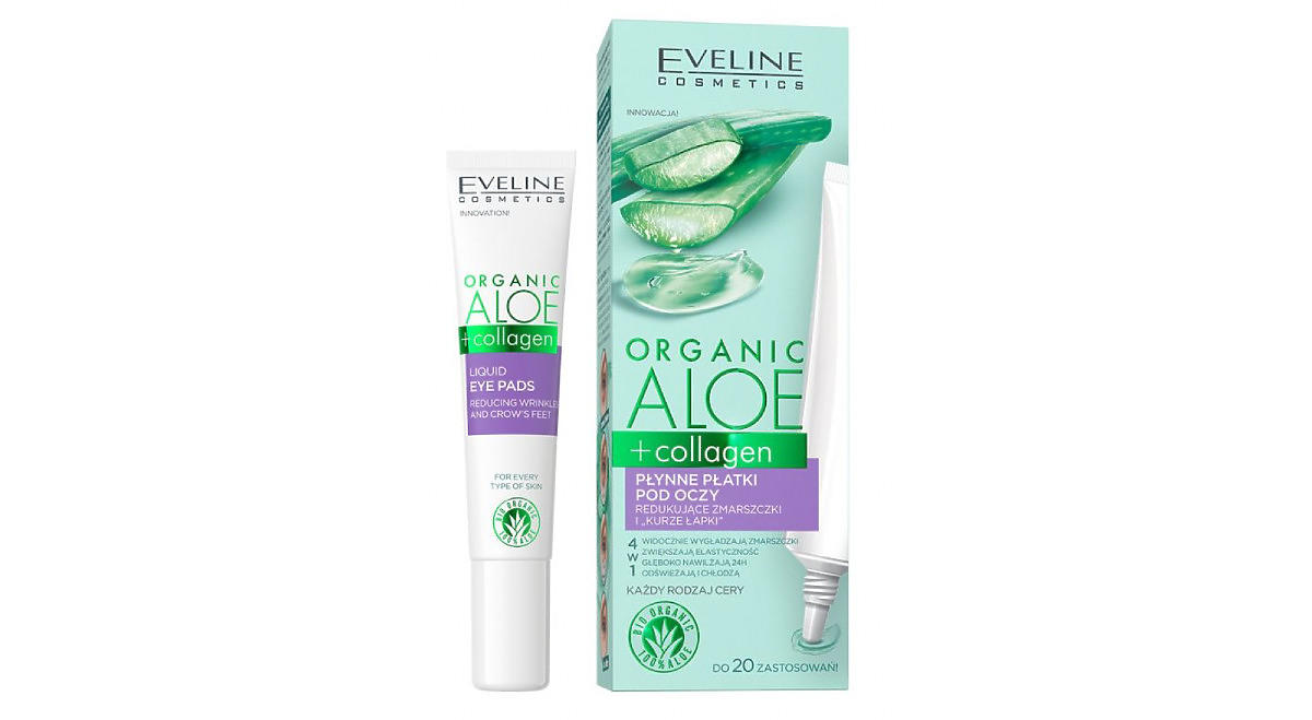 Płynne płatki pod oczy Eveline, Organic Aloe + Collagen