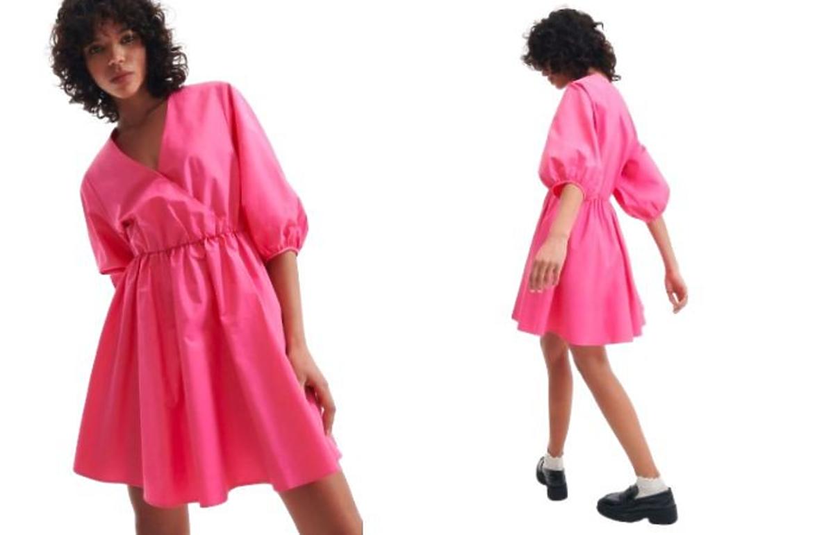 różowa sukienka kopertowa Reserved