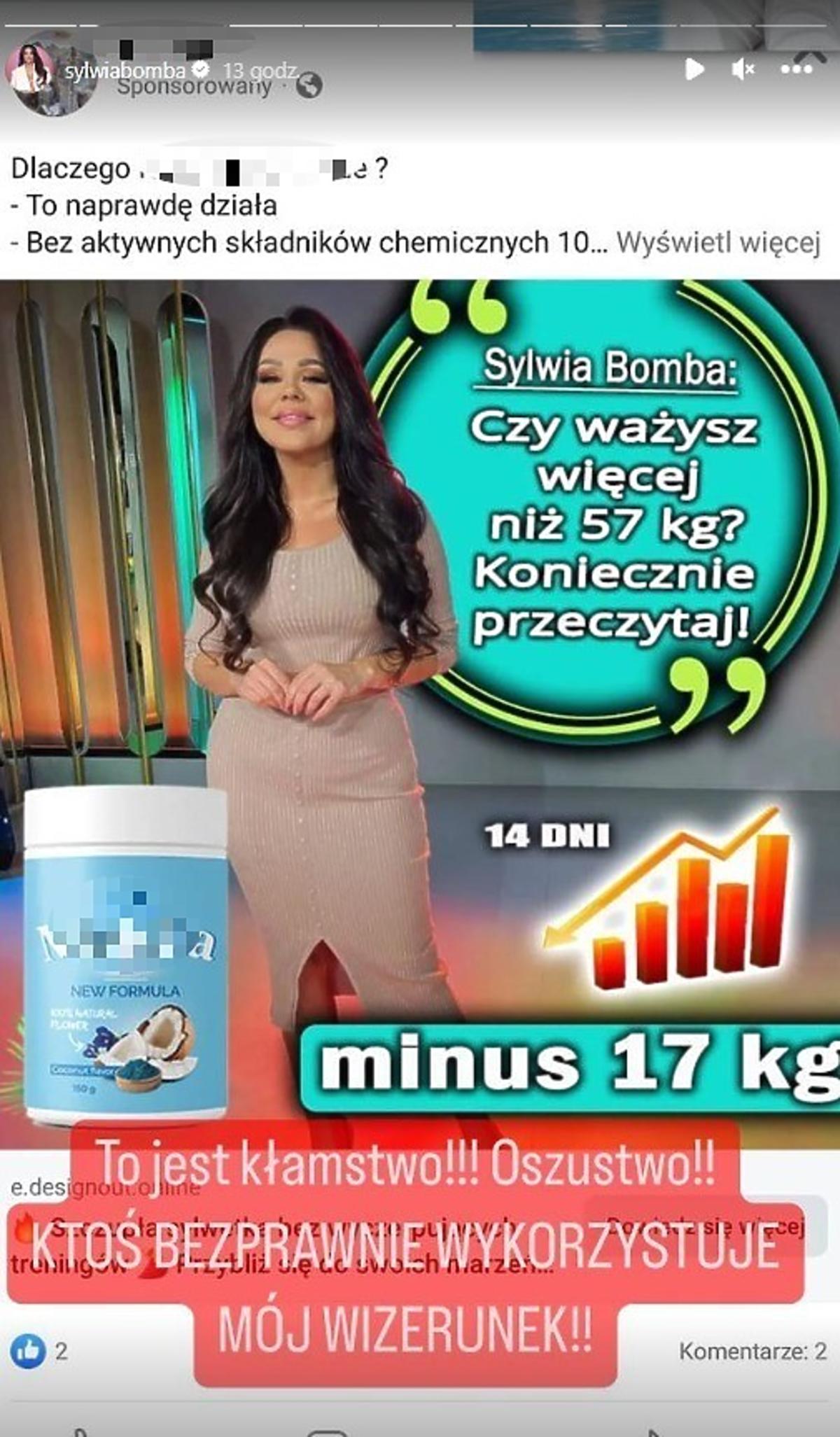 Sylwia Bomba wykorzystana do reklamy produktu