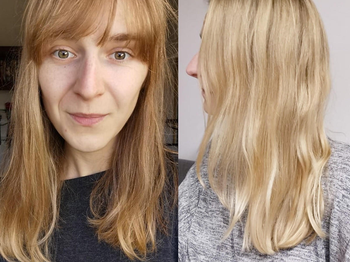 Tonowanie włosów z rudo-blond na chłodny blond