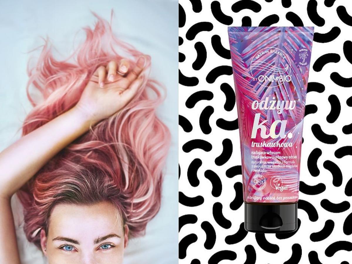 Truskawkowa odżywka do włosów nadająca różowy kolor ONLYBIO