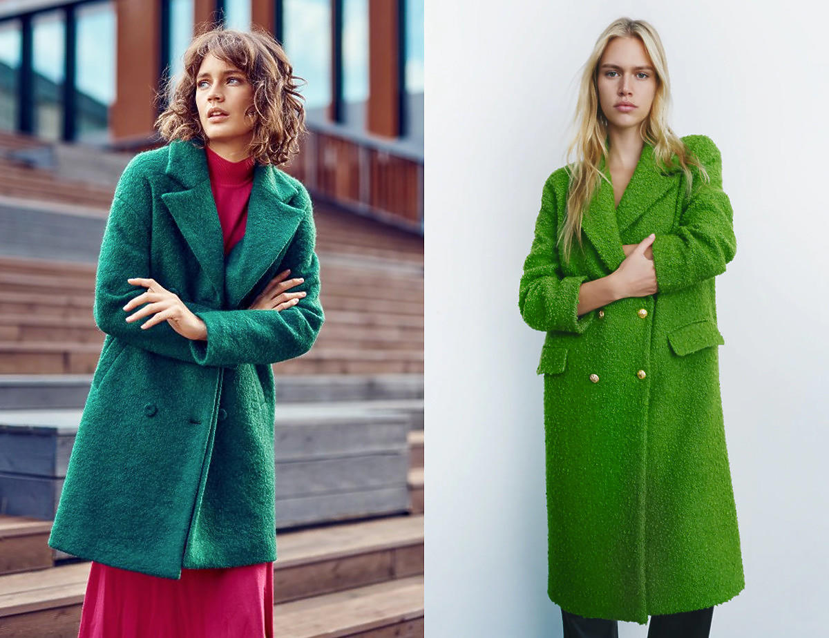 Zielony płaszcz z Top Secret i Zara