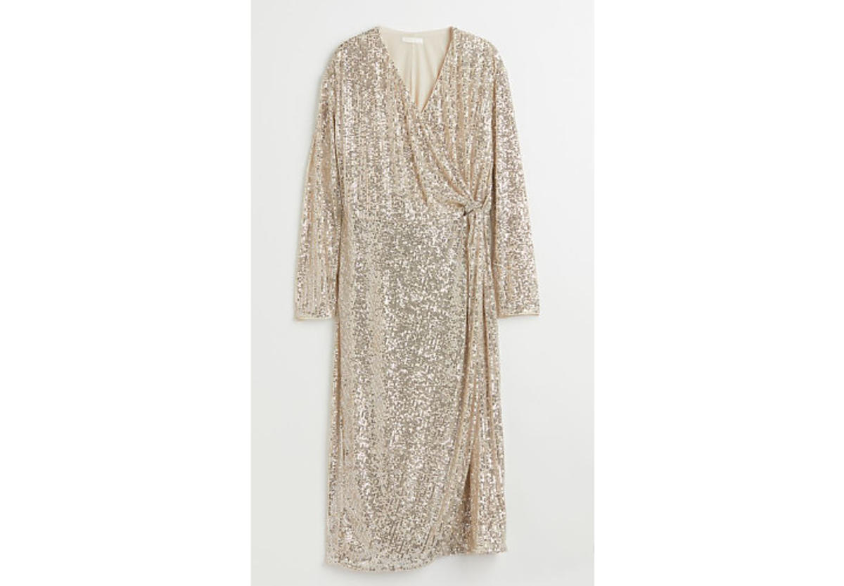 złota sukienka na Sylwestra z H&M