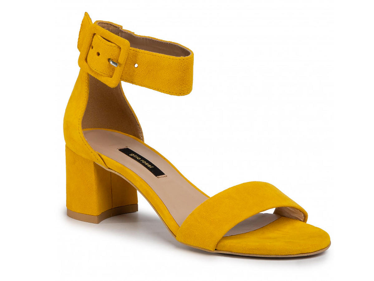 Żółte sandały z zapięciem na słupku, Gino Rossi